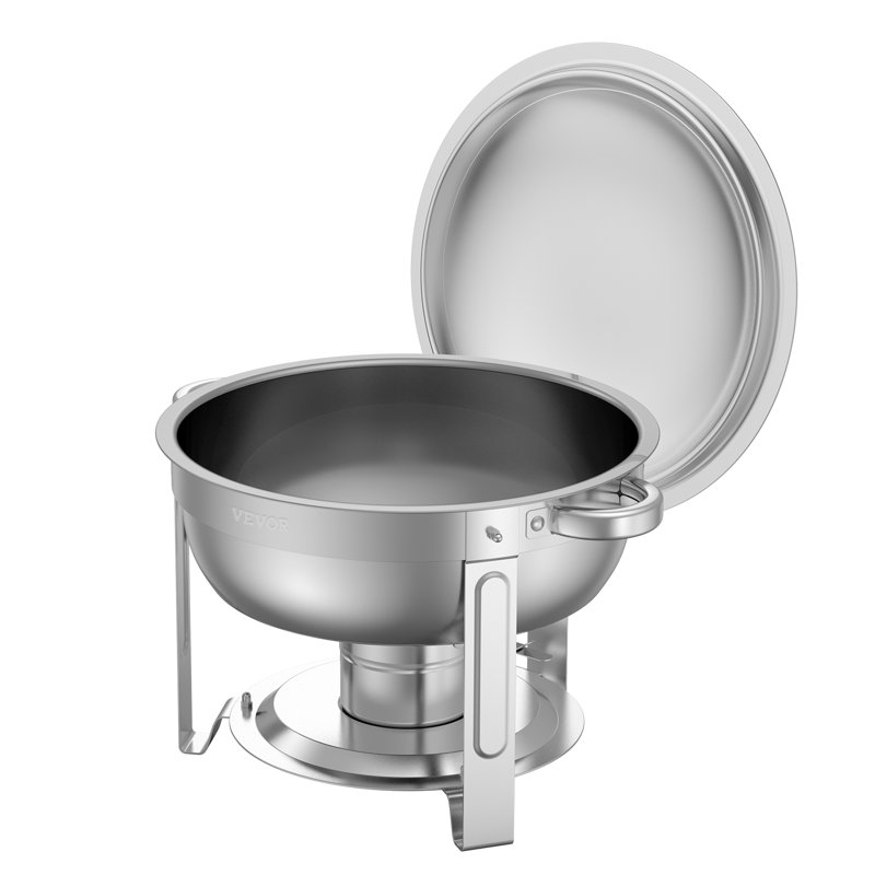 Ensemble 5 pièces de buffet à vaisselle rond en acier inoxydable argenté