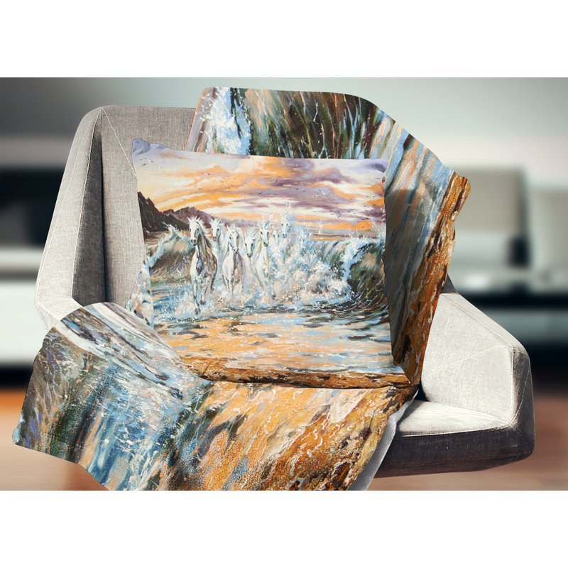 Oreiller équidés à partir d’ondulations, 16 po x 1 po, Coussin décoratif