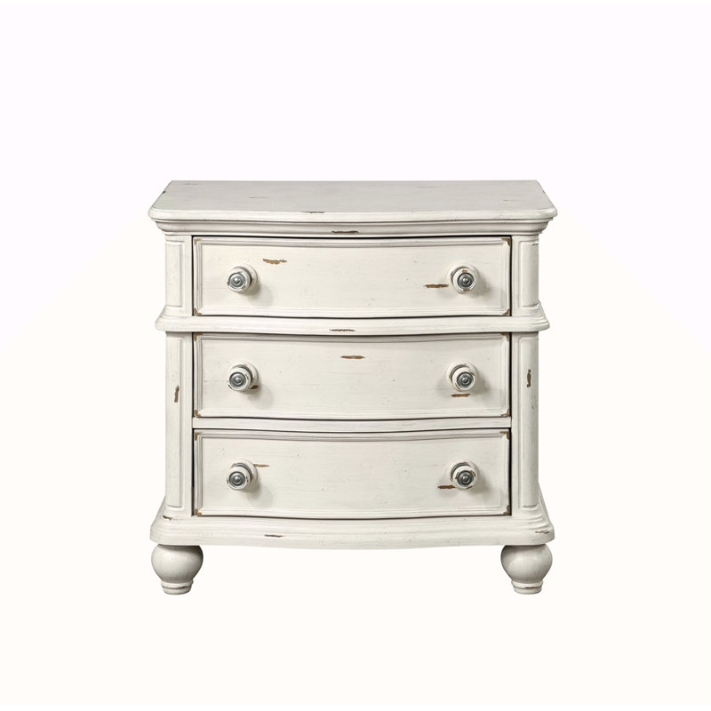 Table de chevet au fini blanc antique