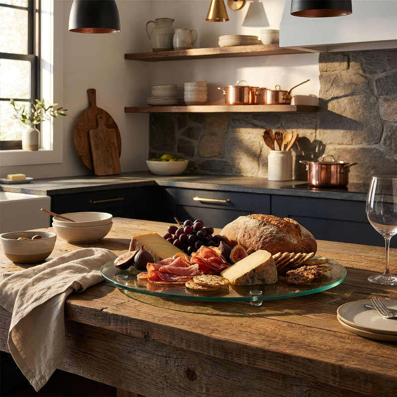 Harbour Housewares - Round Glass Chopping Board, Clear