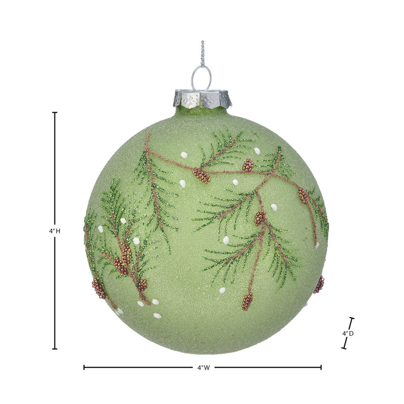 Ornement boule en verre givré 4 po, Green