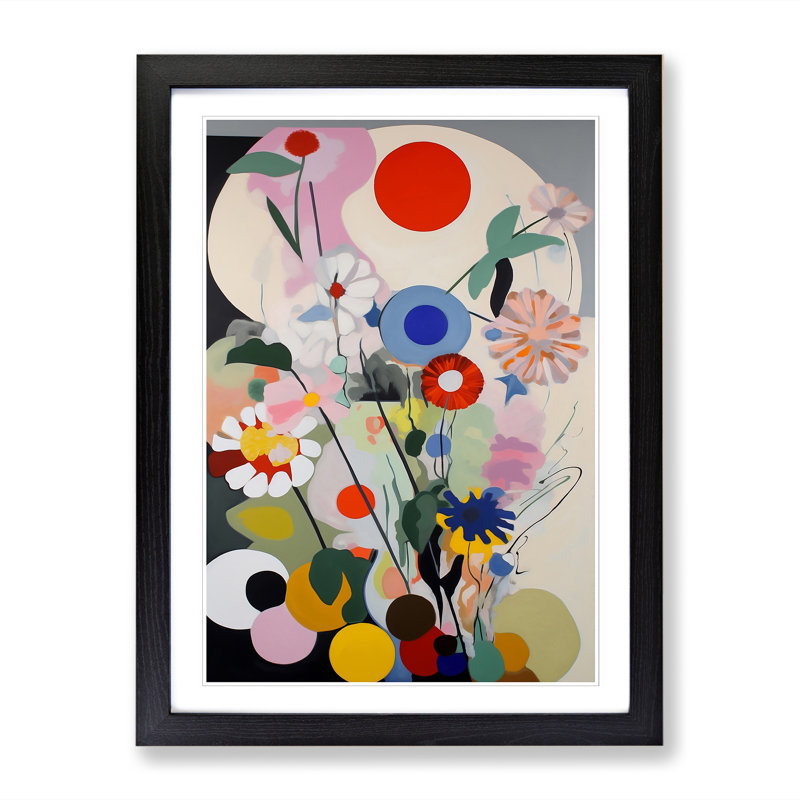 FRM-V0523-871X Flowers Bauhaus Vol.5 - Single Picture Frame Print, Walnut Framed, 64cm H x 46cm W x 2cm D
