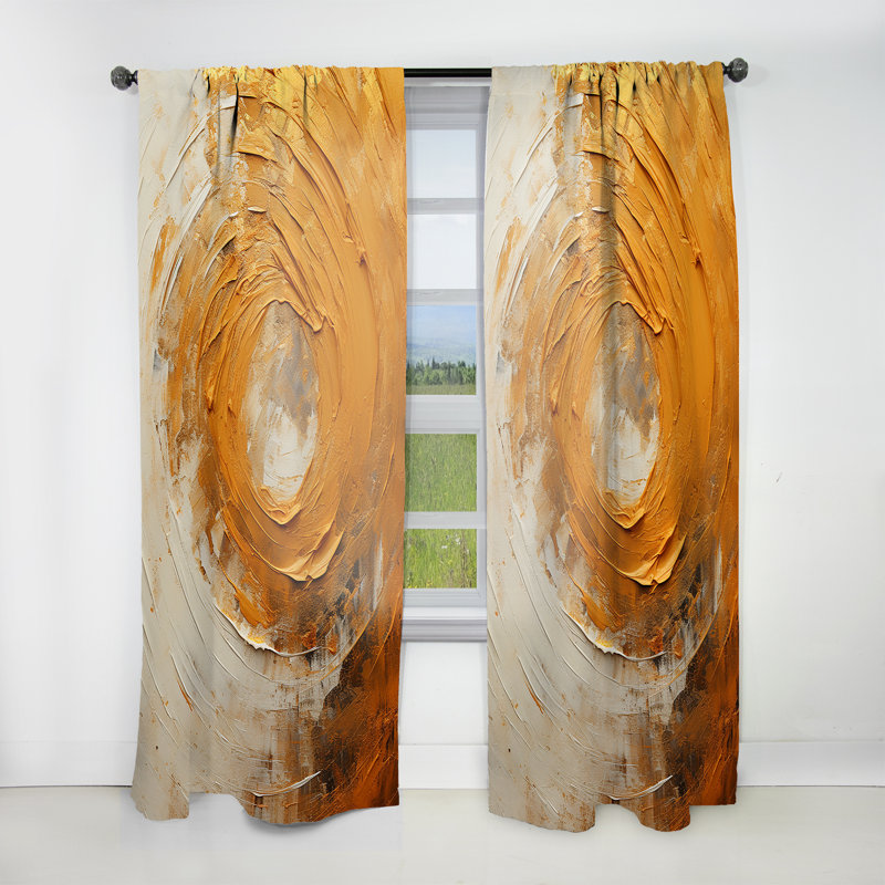 Natasha Golden Lemon Zest Spiral I - Modern Velvet Curtain - Room Darkening - 1 Panel, 52" W x 90" L