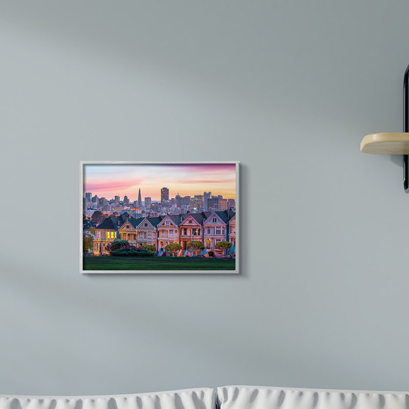 San Francisco, Californie, coucher de soleil, architecture de paysage urbain, H 11 po x l 14 po, Giclée encadrée noir minuit