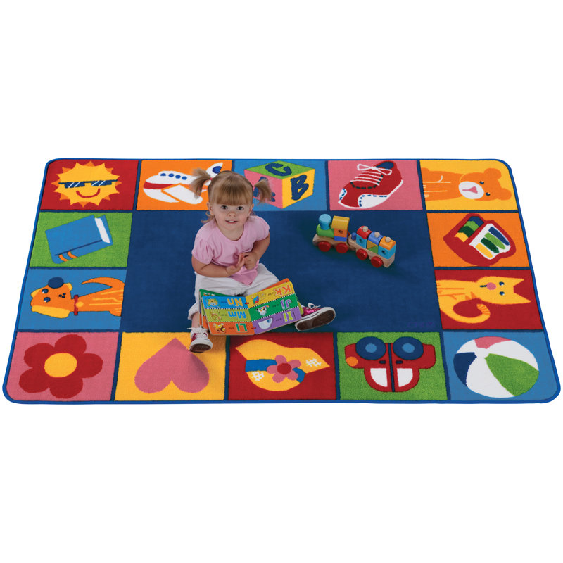 Tapis bleu / rouge touffeté KIDSoft ™, Rectangle 4 pi x 6 pi