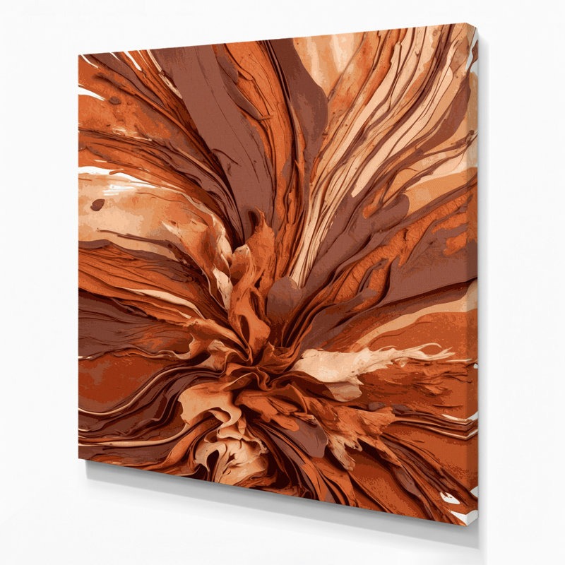 Aquarelle abstraite 34, art mural sur toile brune, H 32 po x l 32 po