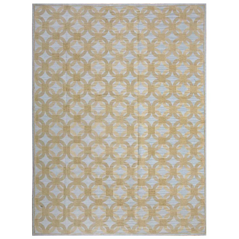 Tapis unique jaune / ivoire 9 pi x 12 pi