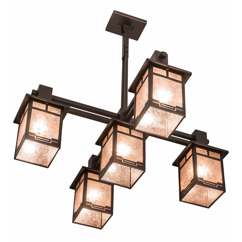 Lustre rectangulaire à 5 lumières ombrées Egremt