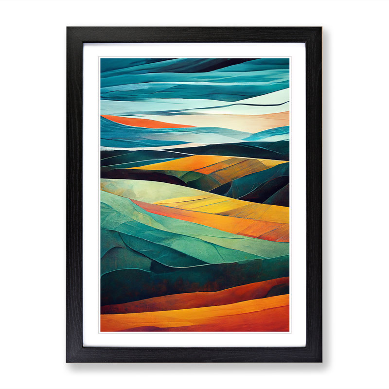Meadow Landscape in Abstract No.3 - Framed Print, 34cm H x 25cm W, Black