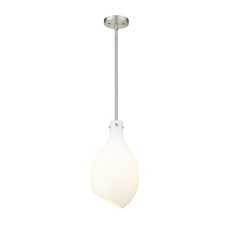 Luminaire suspendu à globe unique à 1 lumière, Blanc mat, Nickel satiné brossé, DEL