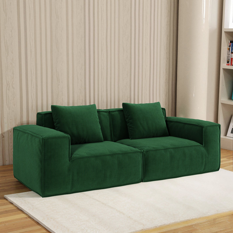 Canapé deux places pour l'intérieur, H 28,32 po x l 86,62 po x P 39,42 po, 2, Vert