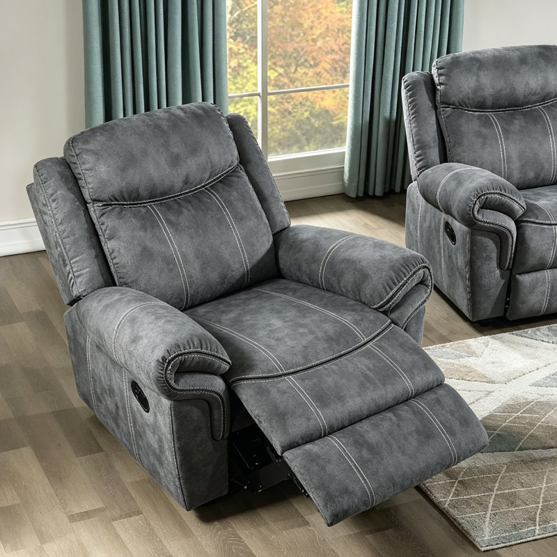 Fauteuil inclinable manuel en velours gris