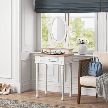 Furniture of America Crossroads White Vanity Table with 1 Mirror