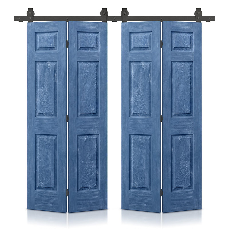 Portes de grange doubles en panneaux de fibres à densité moyenne composites avec ensemble de quincaillerie d'installation