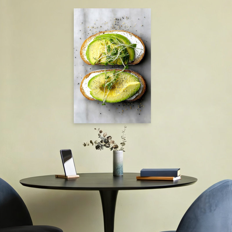 «Fresh Avocado Toast», art mural contemporain, 24" H x 16" W