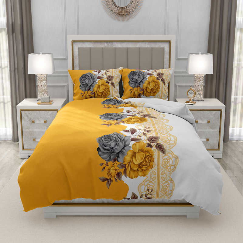 Trendy Complete Bedding Set 4 Piece Duvet Cover Fitted Sheet with Matching Pillow Cases 100% Microfibre Material