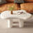 39" Round Cloud Coffee Table for Living Room - Cream White Modern Organic Shape Accent Table, Soft Curve Design, 4-Leg Sturdy Tea Table