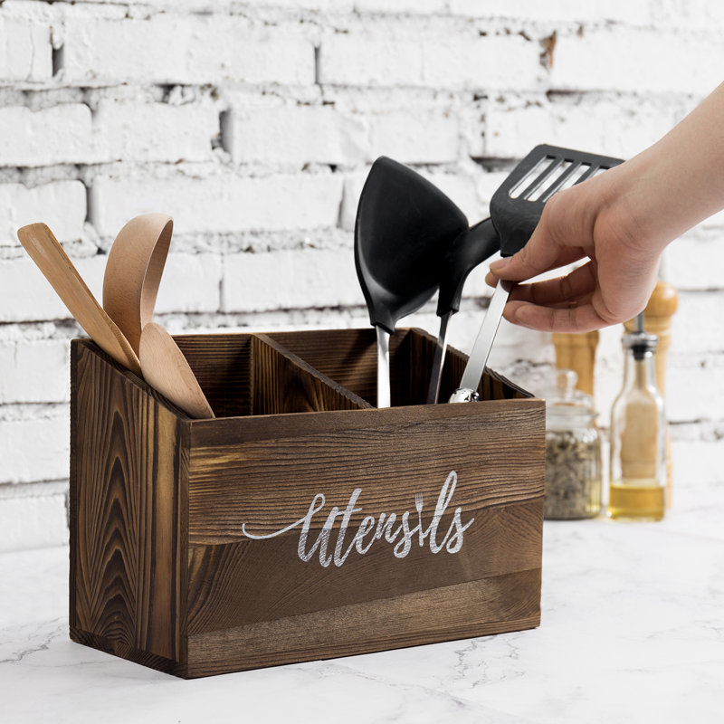 Wood Rectangle Flatware Caddy