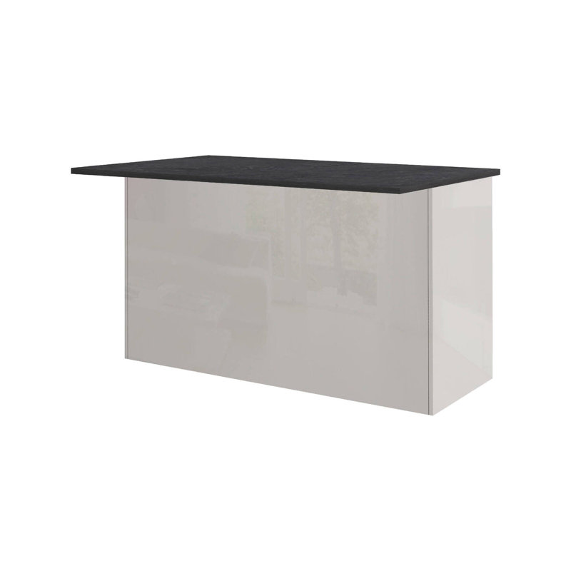 Nalya Wood Kitchen Island, Glossy White/Slate