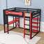 Lit mezzanine double avec bureau, lumière DEL RVB, station de charge, tablettes et panneau perforé-1039640365