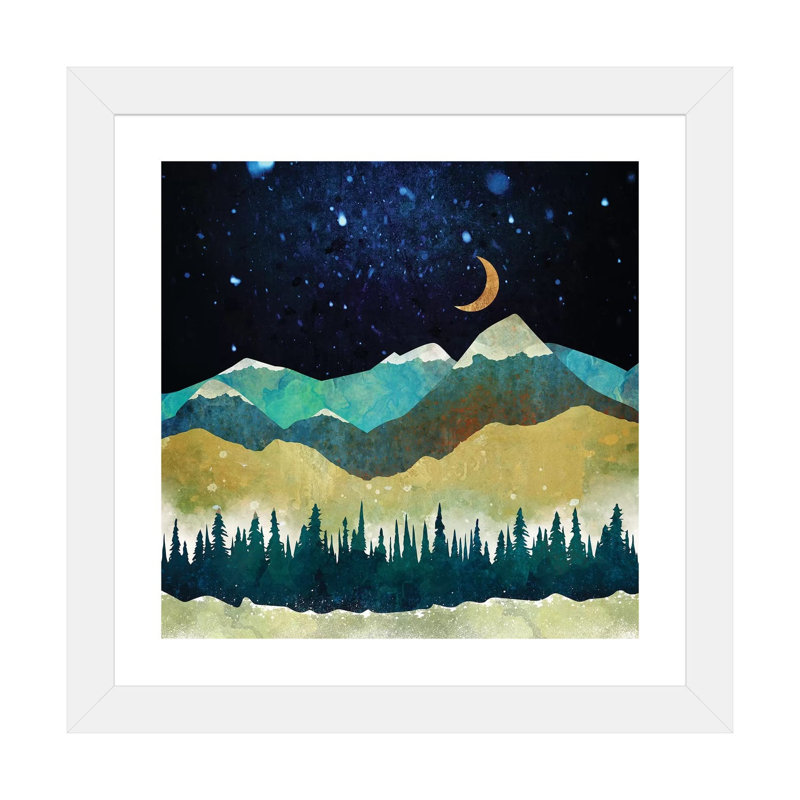 «Snow Night», reproduction sur toile, H 16 po x l 16 po x p 1 po, Encadré par un papier blanc