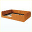 Lit tapissier orange en velours Pumpkin