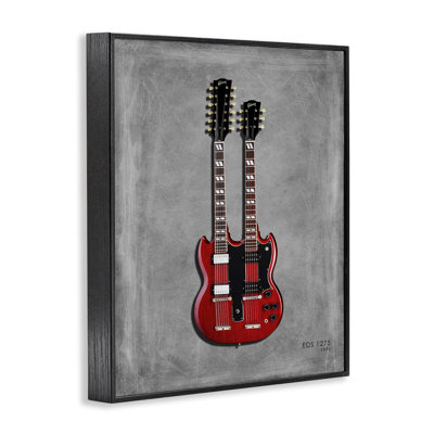 Red Double Neck Guitar Framed Giclee, design by Mark Rogan