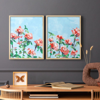 «Rose Garden Sky I», reproduction encadrée de qualité supérieure - prête à être accrochée - aucun clou requis - aucun clou requis