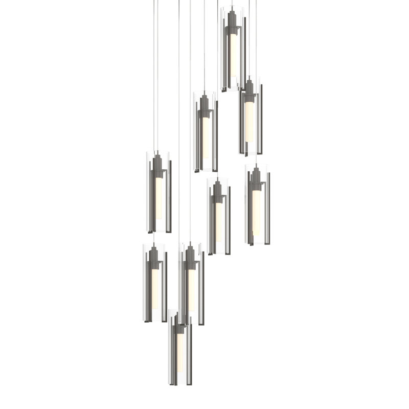 Exos 9 - Light Cylinder Pendant, 13" - 130", Clear, Dark Smoke