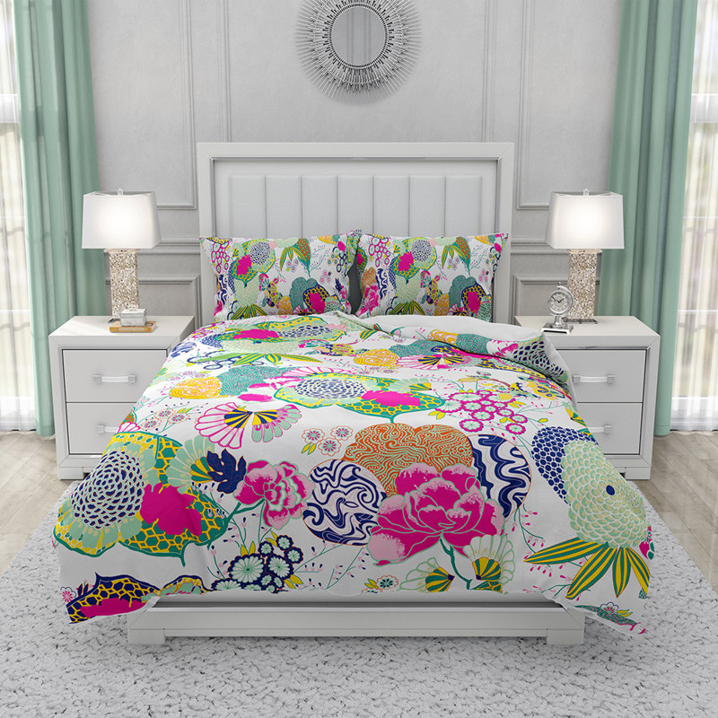 Ensemble de housse de couette et insert 5 pièces en microfibre multicolore, Housse de couette grand + 4 pièces supplémentair