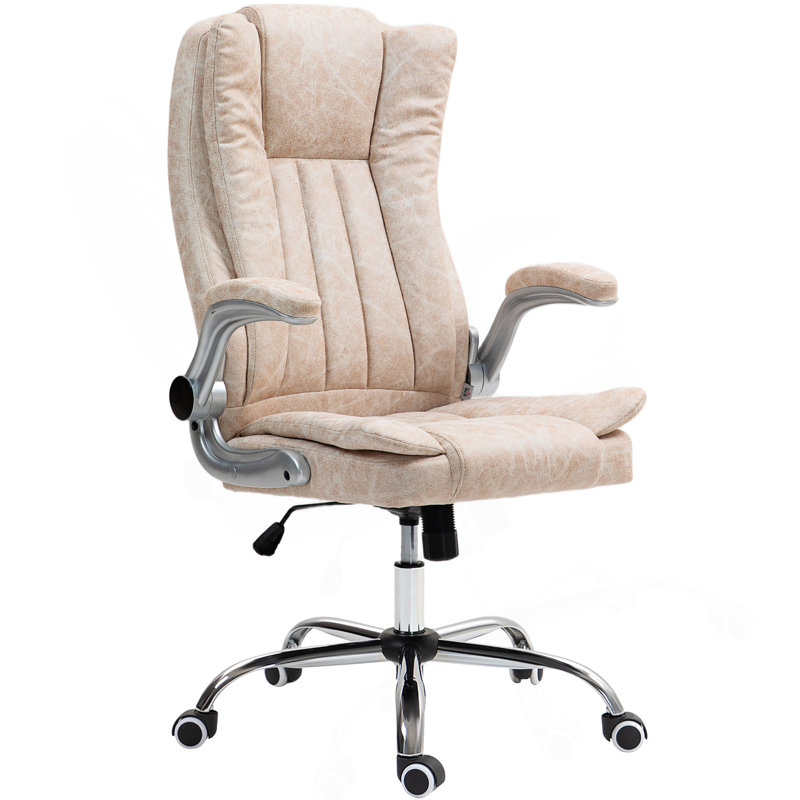 Fauteuil de direction HOMcom, Blanc, crème