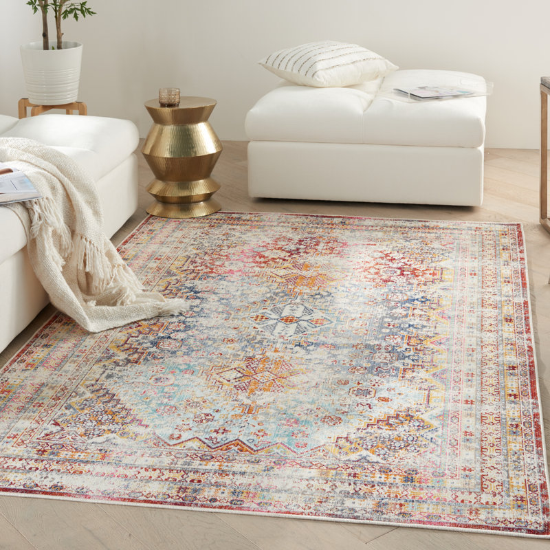 Arlea Kinsley Oriental Ivory/Navy/Rust Area Rug, Rectangle 4' x 6'
