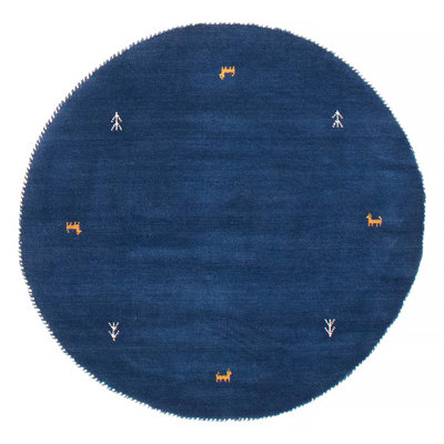 One-of-a-Kind Round 3'10" X 3'10" New Age Round Wool Area Rug Navy
