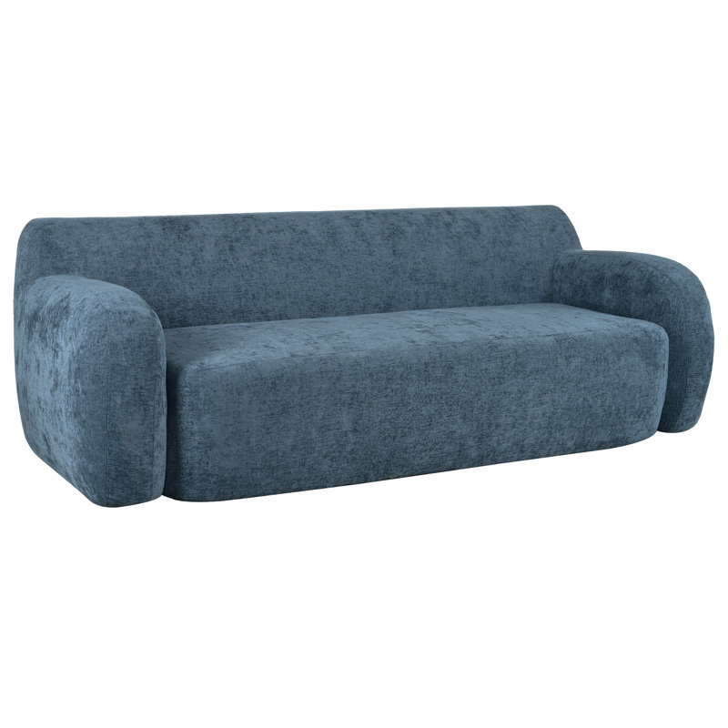 3 sièges minimalistes - Compression incurvée de 81,5 po pour le salon, la chambre à coucher, les très grands sièges d'appoint, bleu foncé, rembourrage en éponge, assemblage facile, rembourrage confortable, bureau à domicile,