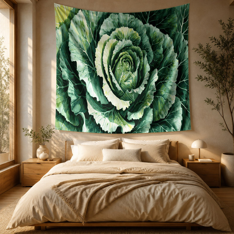 Tapisserie murale légumes chou vert, 88 po x 104 po