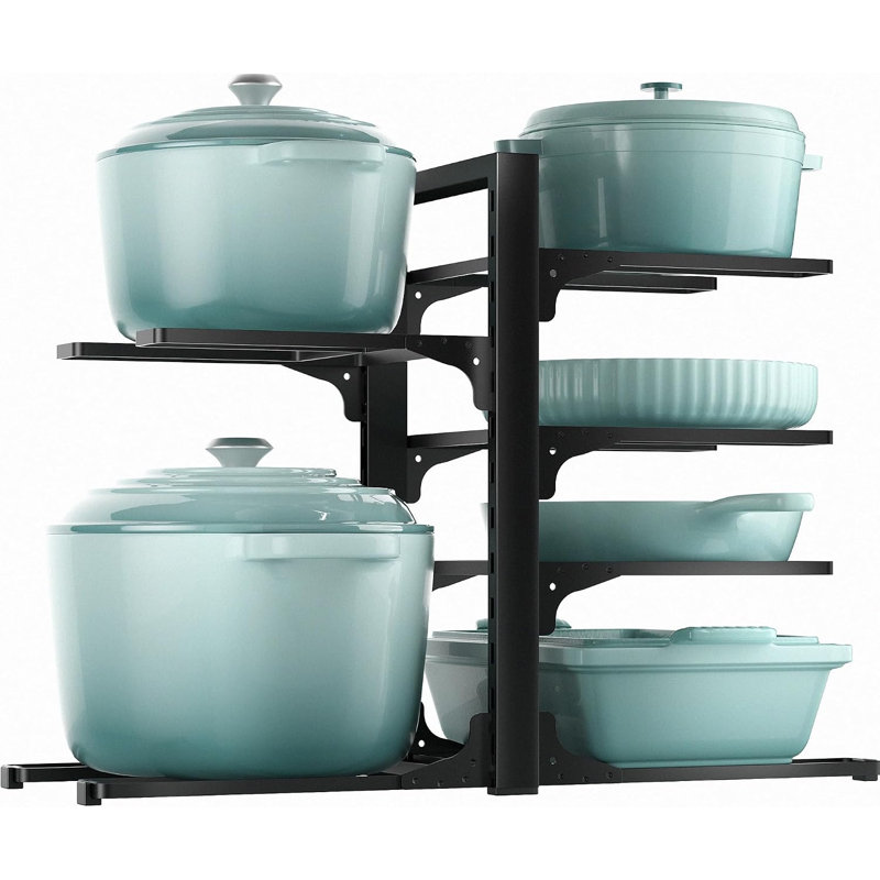 Organisateur de casseroles et poêles sous meuble, 35 cm, tablette réglable à 6 niveaux