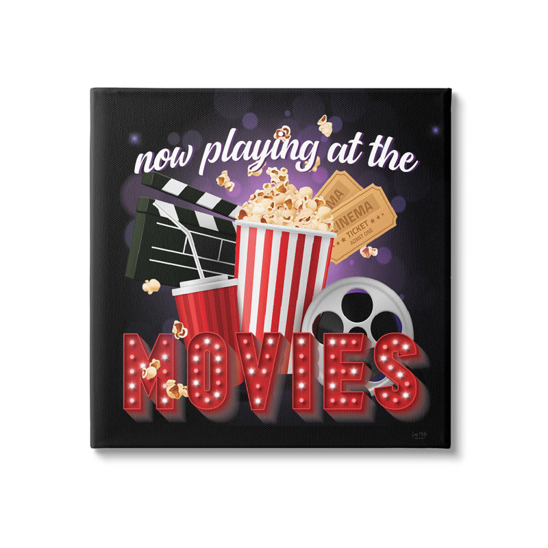 Conception d'art sur toile, "Now jouant des films" par Lux + Me Designs, H 24 po x l 24 po x P 1,5 po