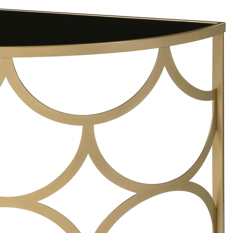 Eckel Contemporary 54"L Console Table with Half-Moon Style in Gold and Black