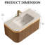 Meuble-lavabo flottant 36 po | Lavabo intégré en pierre frittée en travertin, lumière DEL à capteur, armoire en bois naturel rayé 3D, tiroir à fermeture en douceur-962210961