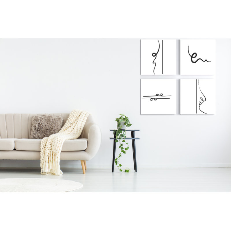 Lines - 4 Piece Print on Canvas, 20cm H x 20cm W x 8cm D