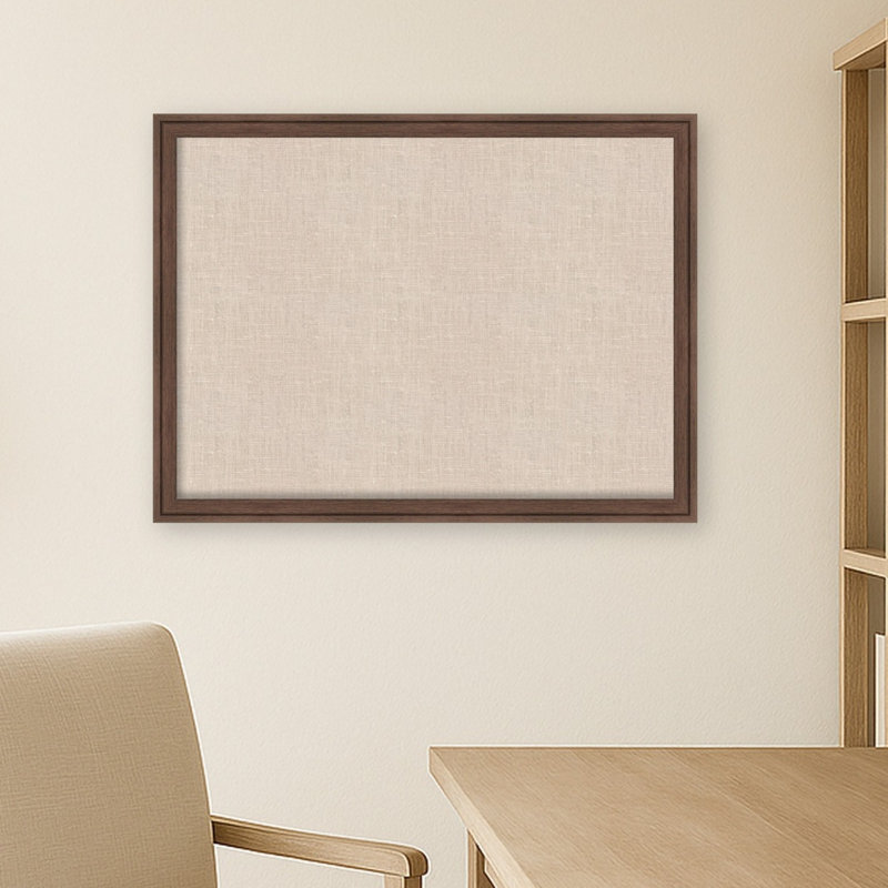 Tableau d'affichage encadré en tissu avec tableau d'affichage à hachures neutres, H 26 po x L 20 po