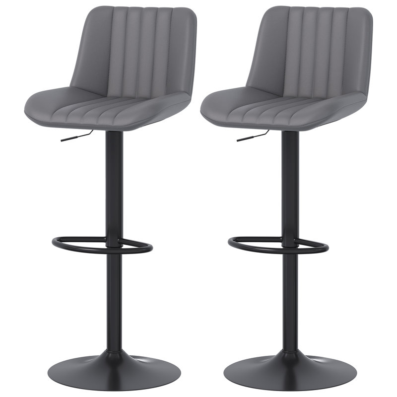 Swivel Upholstered Leather Adjustable Height Counter Stool, Gray