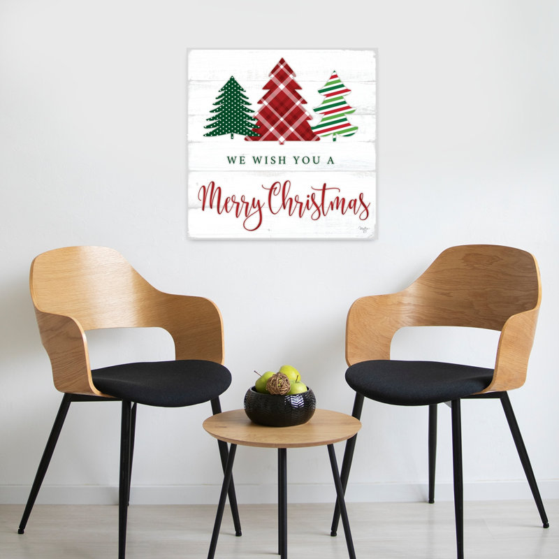 We We You A Merry Christmas, arbre de Noël contemporain abstrait, art d'hiver, H 24 po x l 24 po