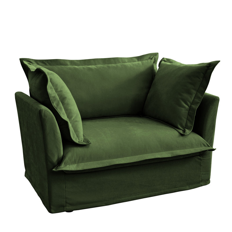 Élégante chaise avec 1 grand coussin de dossier, 2 coussins décoratifs et siège de style fauteuil profond, housses lavables
