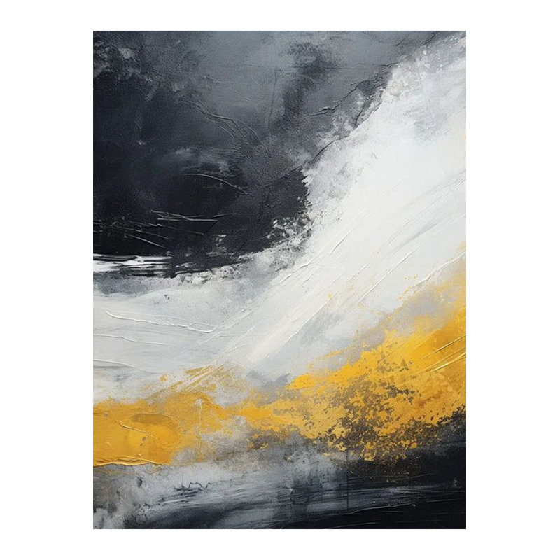 Tapis décoratif moderne à motif de brouillard abstrait jaune et gris, Sous-tapis rectangulaire de 3 pi 3 po x 4 pi 11 po