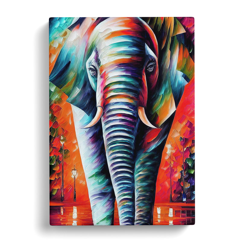 Colourful Elephant No.2 - Wall Art, Wrapped Canvas, 50cm H x 35cm W x 3cm D, No Matte