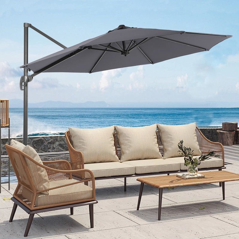 Parasol en porte-à-faux 132,1 po Sabaha, Gris