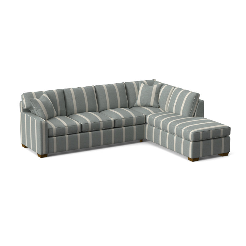 Frye Sofa and Chaise, Right Hand Facing, Havana, Light Blue and White Stripe; 0256-54