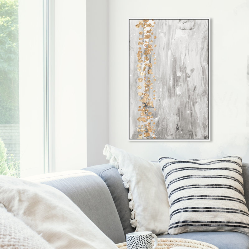 «Abstract Butterfly Forest Light Brush Strokes», reproduction d'impression sur toile, Cadre flottant blanc, H 24 po x l 16 po