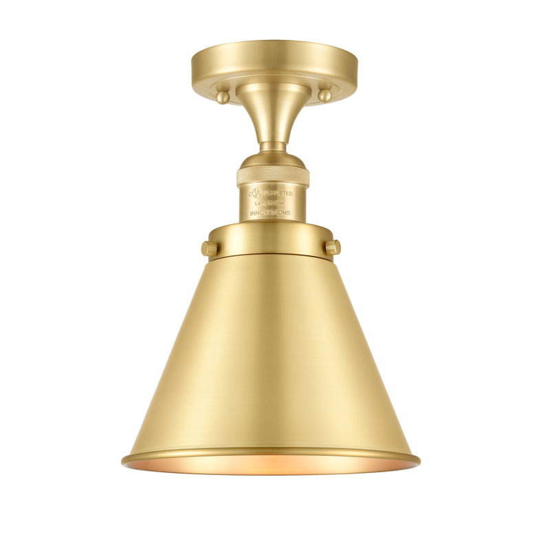 Plafonnier semi-encastré 8 lumières Donovan, Ampoule incandescente rétro de 60 watts, Or satiné, Or satiné